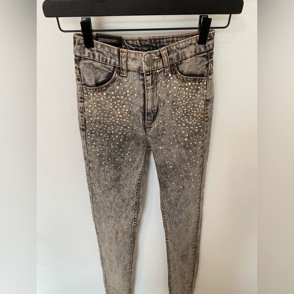 H&M NWT High-Rise Skinny Jeans w/ Rhinestones - Picture 7 of 16